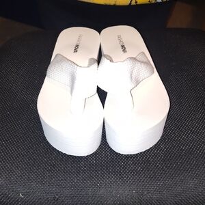 Fashion Nova White Platform Flip Flops
